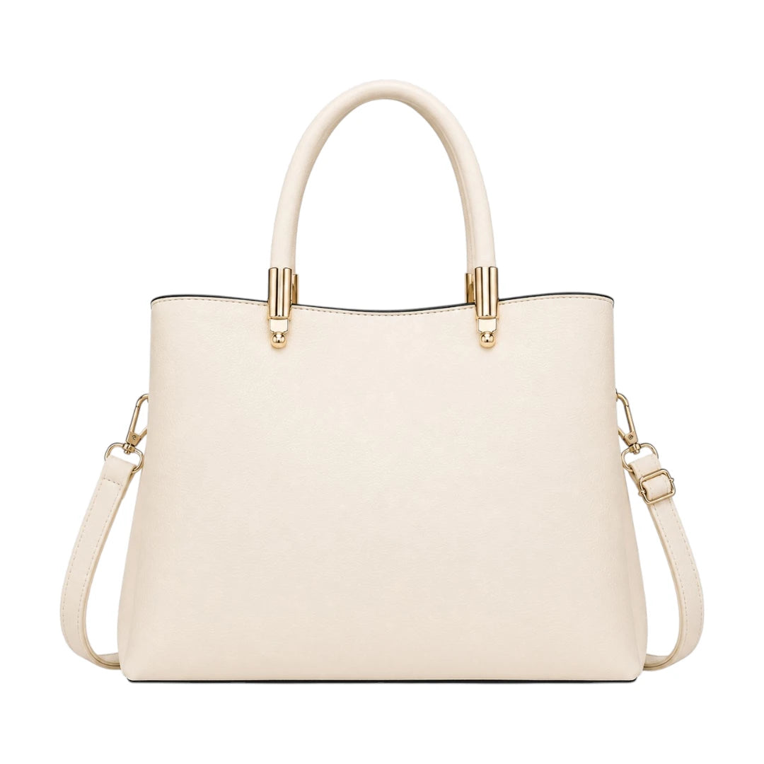 Bagnova Cream Elegant Structured Faux Leather Women’s Satchel Handbag