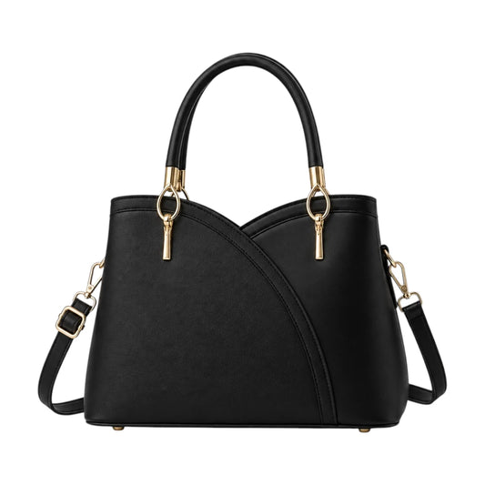 Bagnova Black Elegant Structured Faux Leather Women’s Satchel Handbag