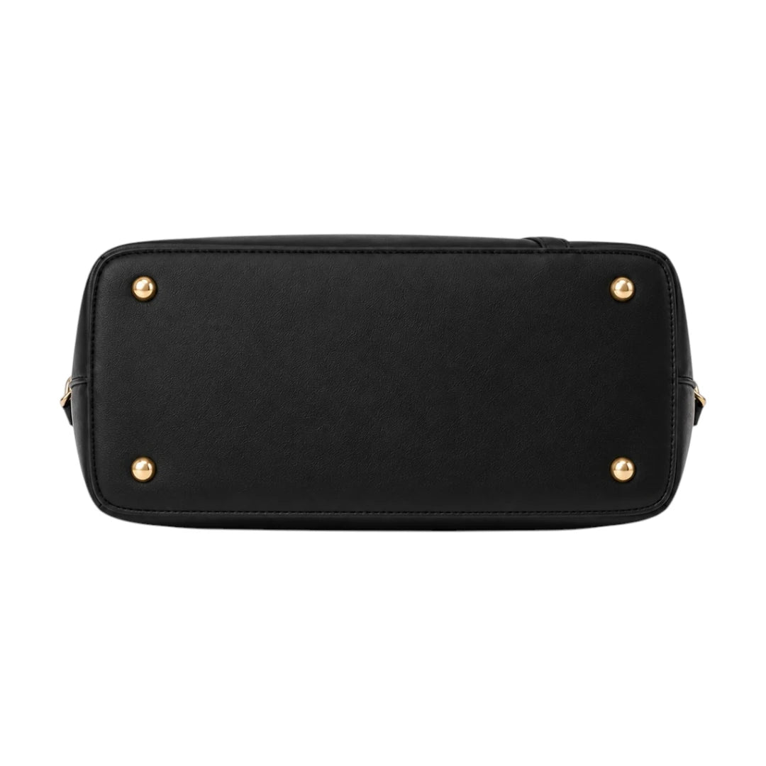 Bagnova Black Elegant Structured Faux Leather Women’s Satchel Handbag