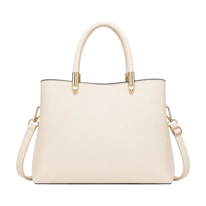 Bagnova Cream Elegant Structured Faux Leather Women’s Satchel Handbag