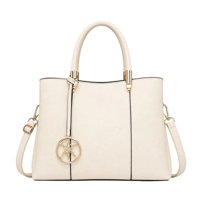 Bagnova Cream Elegant Structured Faux Leather Women’s Satchel Handbag