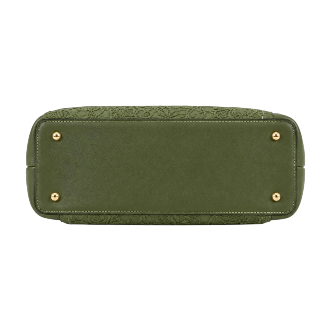 Bagnova Green  Floral Embossed Faux Leather Women’s Satchel Handbag