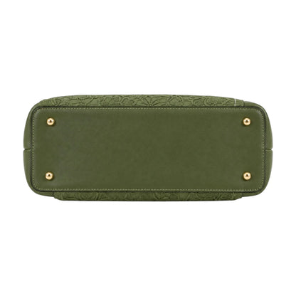 Bagnova Green  Floral Embossed Faux Leather Women’s Satchel Handbag