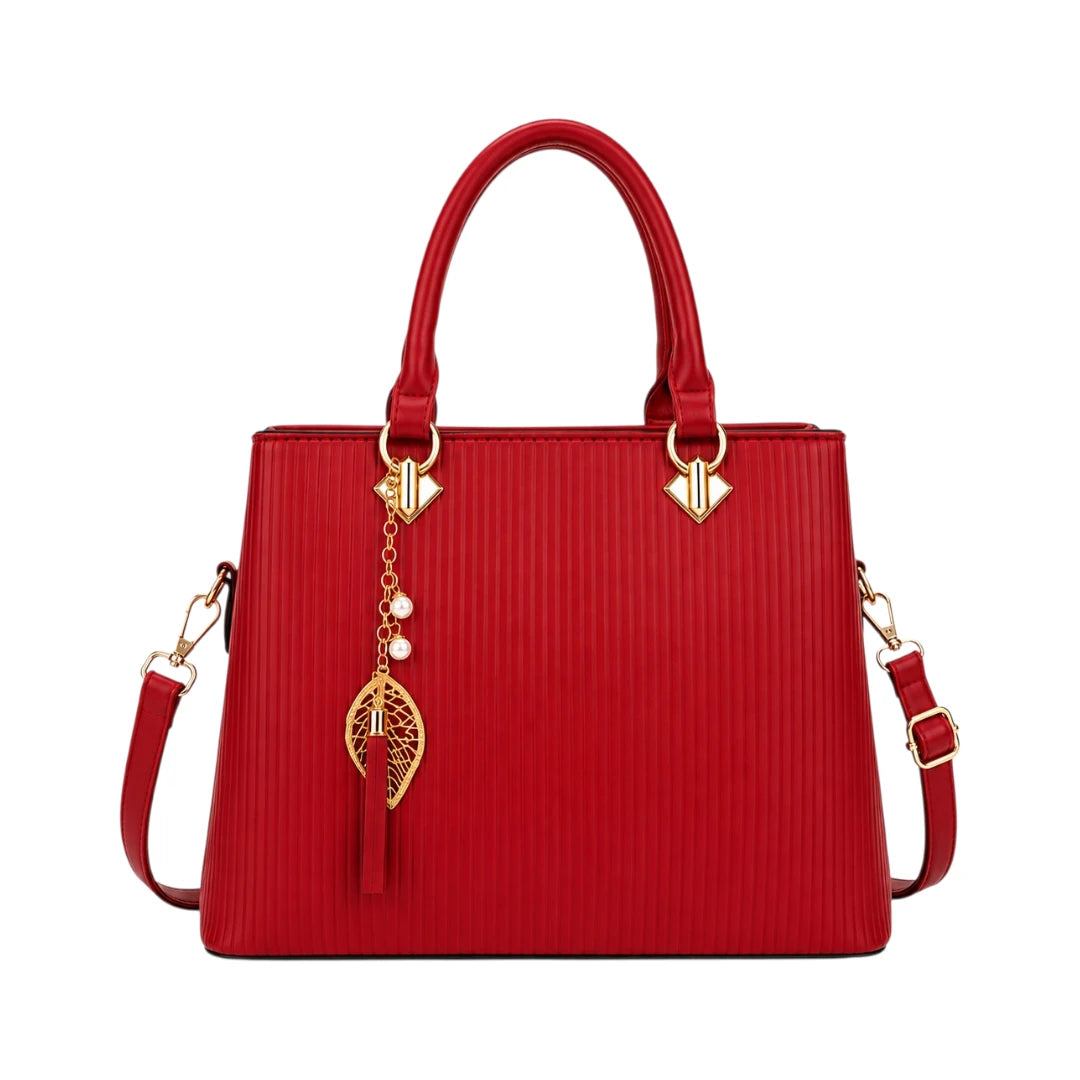 Bagnova Red Refined Textured Faux Leather Women’s Satchel Handbag