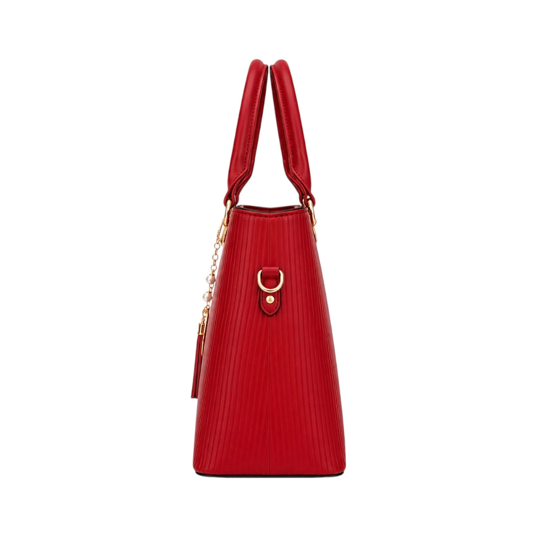 Bagnova Red Refined Textured Faux Leather Women’s Satchel Handbag